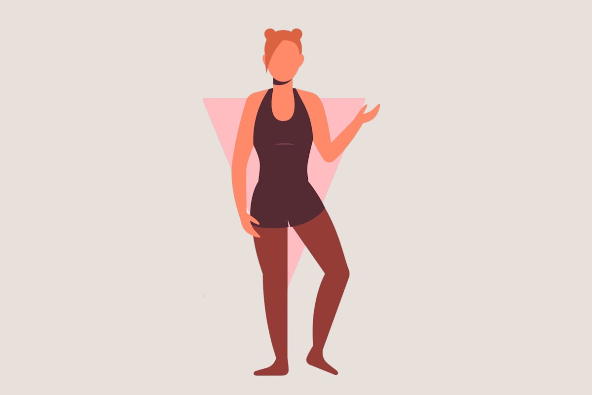 Bonita Passformberatung – Illustration der umgekehrten Dreiecksfigur – breite Schultern und schmalerer Unterkörper
