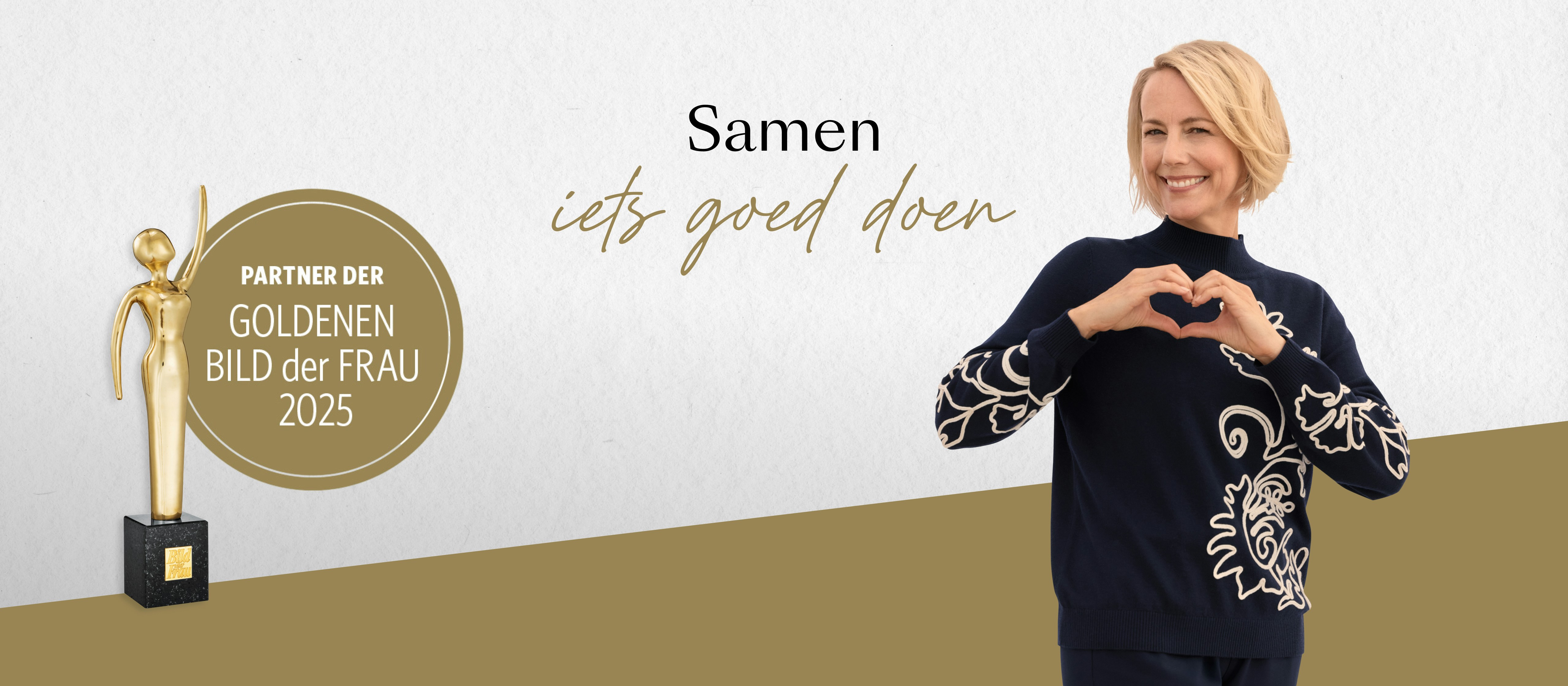 Samen iets goed doen, Foto van de donatie-trui en de GOLDENEN BILD DER FRAU maquette