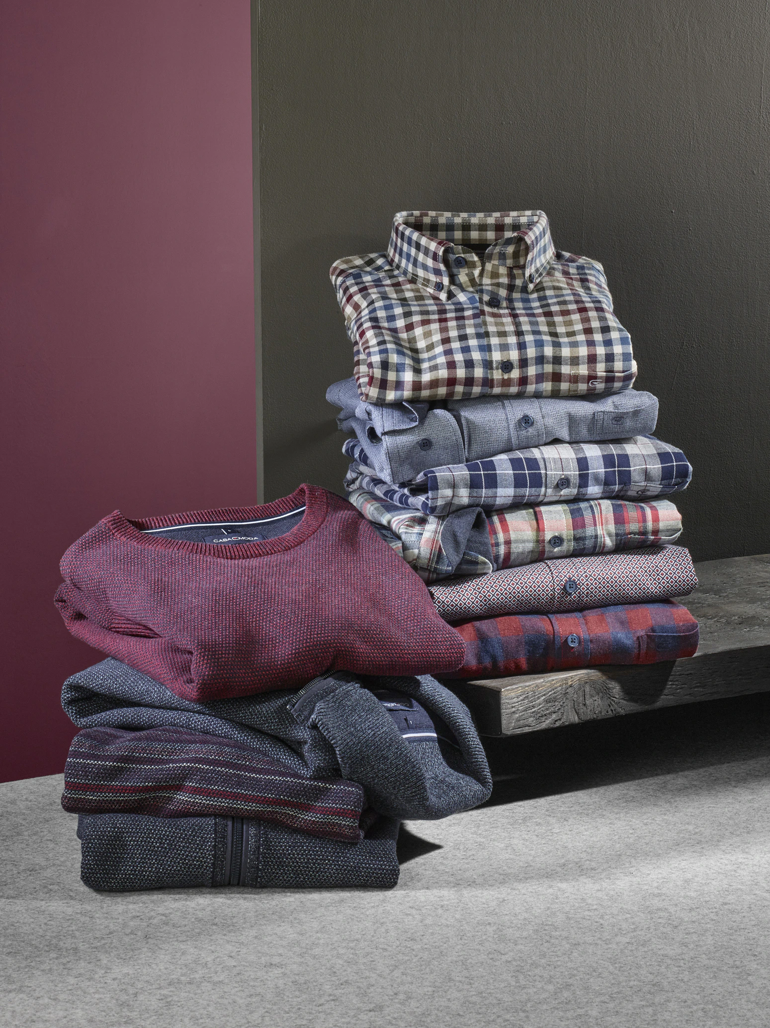 Flanellhemden Stapel