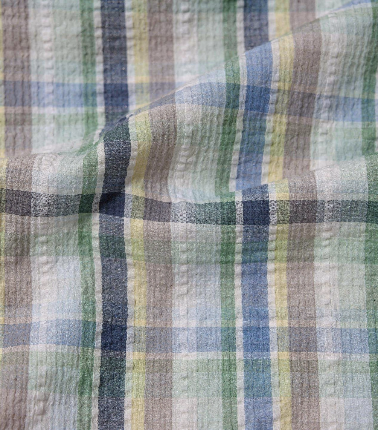 Nahaufnahme von einem Seersucker Stoff