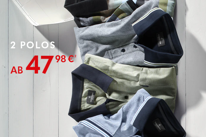 Gefaltete CASAMODA Herren-Poloshirts in Blau und Grün