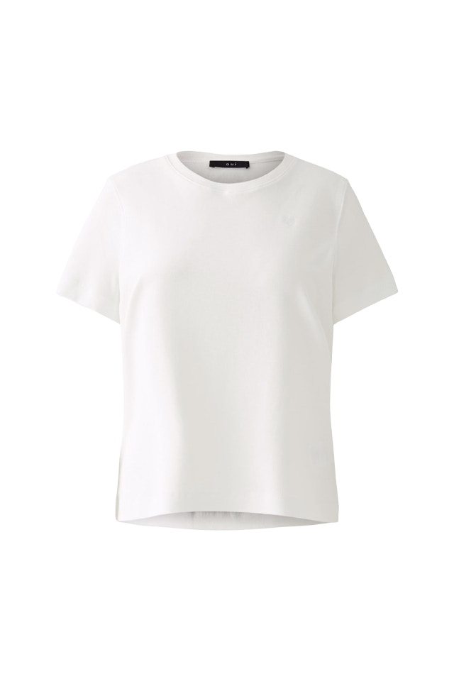 Basic T-Shirt weiß mit lässigem Rundhals und Stickerei