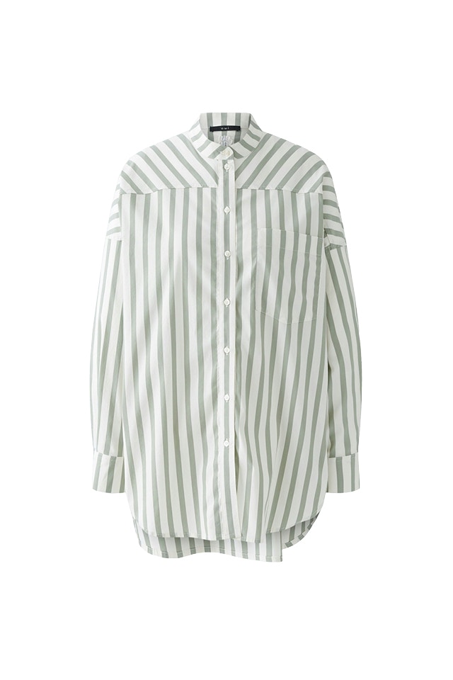 Striped Longblouse in green white.