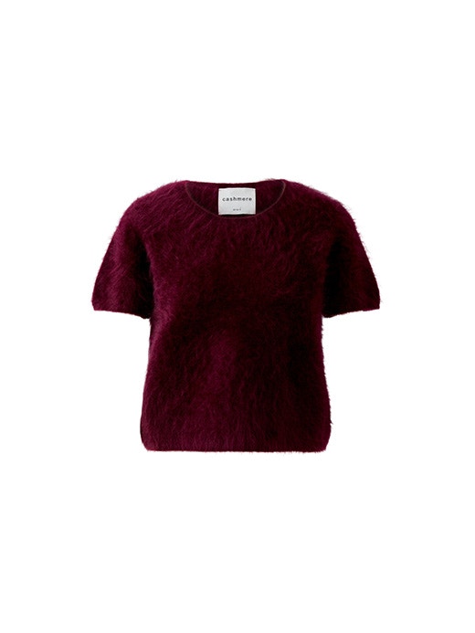 Burgundfarbener kurzarm Pullover aus Kaschmir.