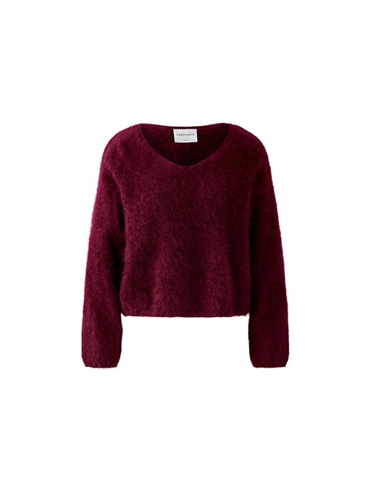 Langarm Pullover in burgund rot aus Kaschmir.