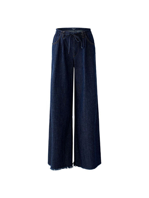 Palazzo trousers with wide legs in dark blue.