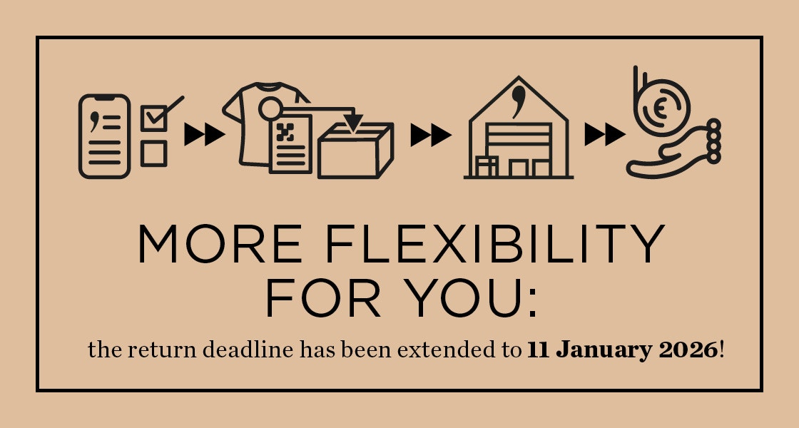 Description with various symbols indicating the returns cycle. Text: More flexibility for you: the return deadline has been extended to 11 January 2026!