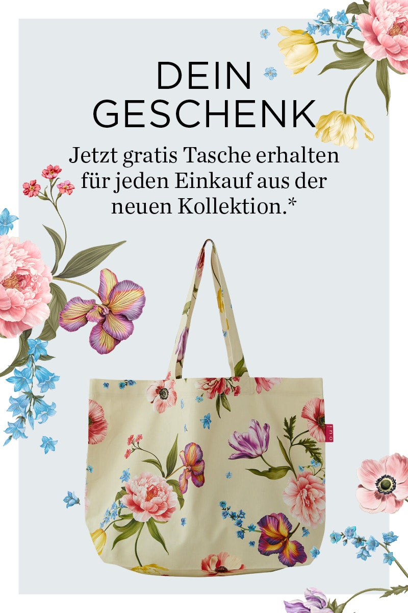 Eine geblümte Shopper Tasche. Dein Geschenk, jetzt erhalten für jeden Einkauf aus der neuen Kollektion.