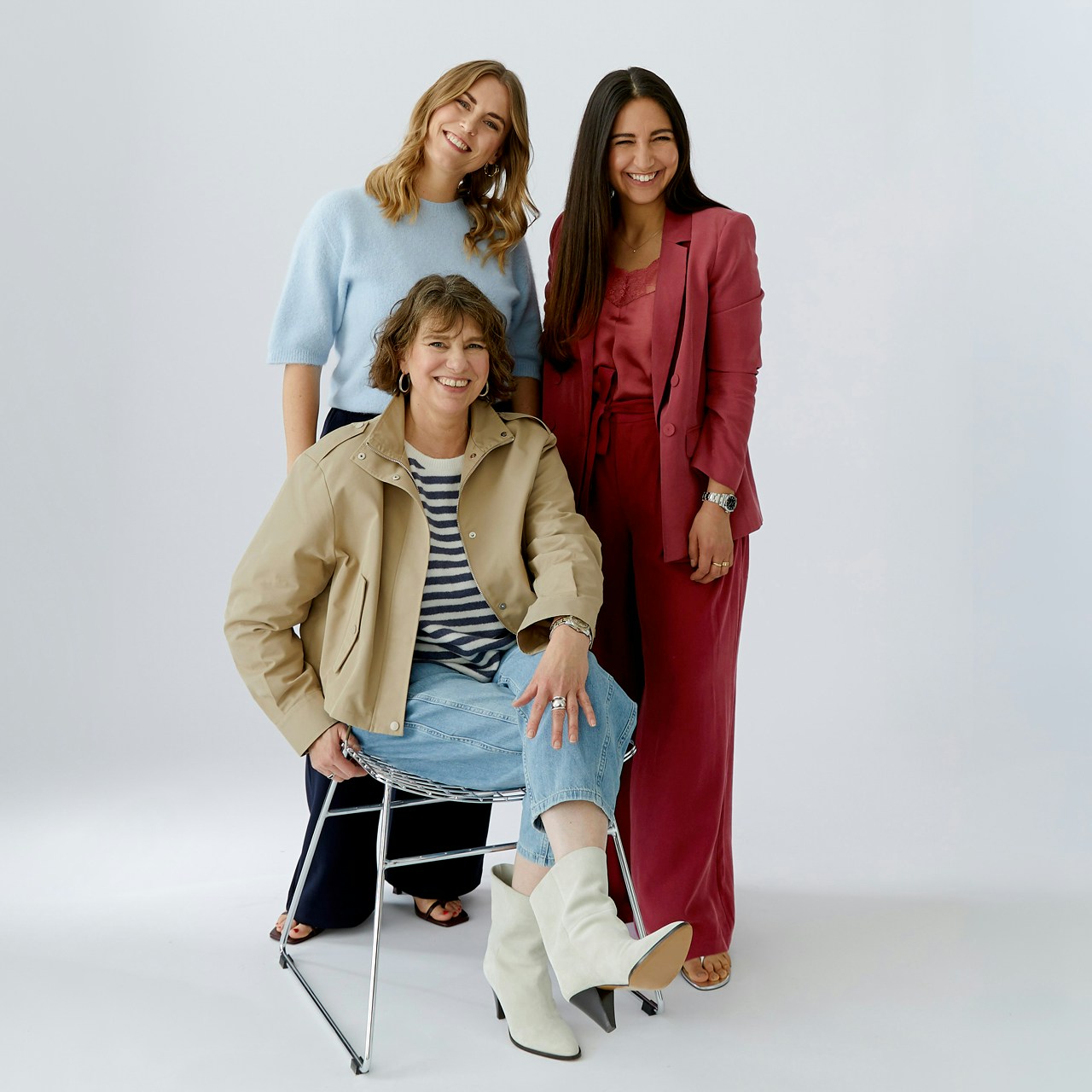 Collage of three colleagues wearing Oui outfits from Coastal Soul.