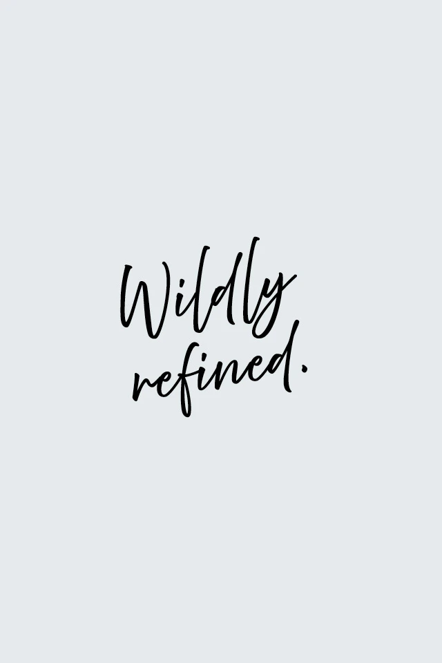 Grafik auf grauem Hintergrund mit schwarzem Schriftzug „Wildly refined“.