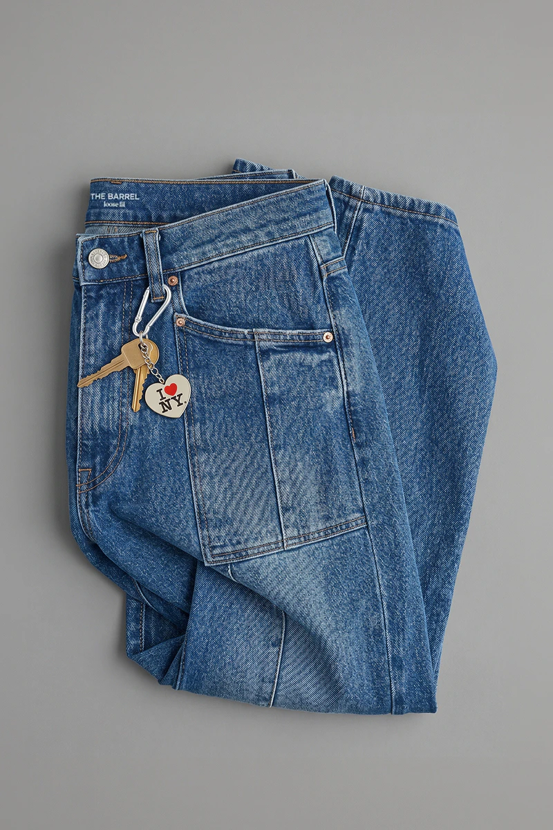 Blaue Damenjeans im Loose-Fit von Oui.