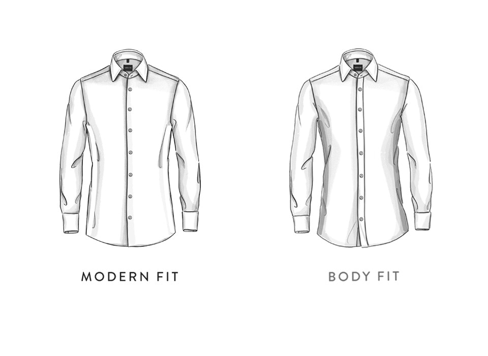 Body Fit und Modern Fit Passform Grafik