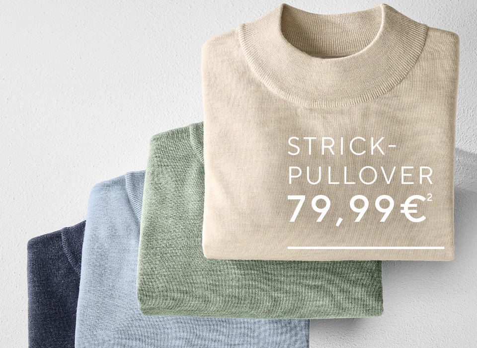 Gefaltete Herren-Strickpullover in Beige, Grün, Hellblau und Dunkelblau